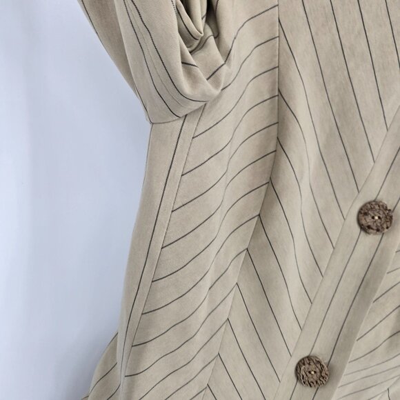 Ilie Wacs 6 beige diagonal stripe wood button blazer jacket VTG UNION tag USA - Picture 4 of 14